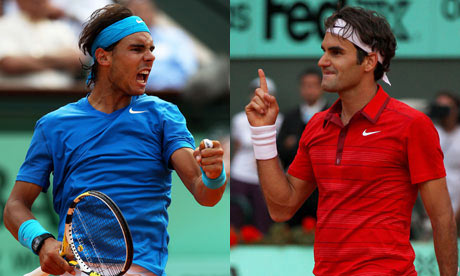 Rafael Nadal and Roger Federer, together again. Photograph: Alex Livesey/Getty