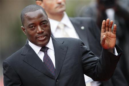 President of Congo Kabila arrives at the opening ceremony of the Francophone Summit in Montreux