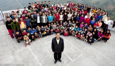 The full monty: The Ziona family in its entirety with all 181 members