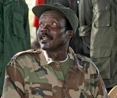 Leader of the Lord's Resistance Army Kony speaks to journalists after a meeting with UN humanitarian chief Egeland at Ri-Kwamba