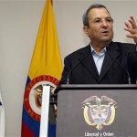 Israel's Defense Minister Ehud Barak speaks during a news conference with his Colombian counterpart Juan Camilo Pinzon (not pictured) in Bogota April 16, 2012. REUTERS/Fredy Builes