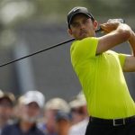 Defending champion Charl Schwartzel of South Africa hits his tee shot on the first hole during first round play in the 2012 Masters Golf Tournament at the Augusta National Golf Club in Augusta, Georgia, April 5, 2012. REUTERS/Brian Snyder