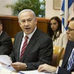 Israel's Prime Minister Benjamin Netanyahu (C) attends the weekly cabinet meeting in Jerusalem April 1, 2012. REUTERS/Ariel Schalit/Pool