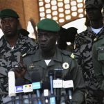 Mali's junta leader Captain Amadou Sanogo speaks during a news conference at his headquarters in Kati April 3, 2012. REUTERS/Luc Gnago