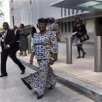 World Bank presidential nominee Ngozi Okonjo-Iweala (C) of Nigeria leaves after an interview at the World Bank headquarters building in Washington April 9, 2012. REUTERS/Yuri Gripas