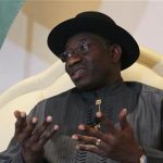 Nigerian President Goodluck Jonathan gestures during an interview with Reuters at the Presidential Villa in Abuja January 26, 2012. REUTERS/Afolabi Sotunde