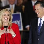 U.S. Republican presidential candidate Mitt Romney and his wife, Ann react while onstage during his Illinois primary night rally in Schaumburg, Illinois, March 20, 2012. REUTERS/Jeff Haynes