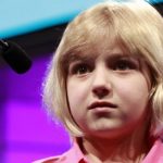 May 30, 2012: Lori Anne Madison, 6, of Woodbridge, Va., the youngest speller ever to compete in the National Spelling Bee, reacts after misspelling her word, ingluvies, in the third round of the bee in Oxon Hill, Md. She will not be moving on to the semifinals. (AP)