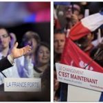 A combination of pictures shows French presidential candidates Nicolas Sarkozy (L) and Francois Hollande during their electoral rallies in Toulouse and Paris respectively April 29, 2012. REUTERS/Philippe Wojazer (L) and Charles Platiau (R)