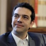 Leader of the Left Coalition party Alexis Tsipras smiles during a meeting with Greek President Karolos Papoulias in Athens May 8, 2012. REUTERS/Kostas Tsironis/Pool