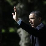 U.S. President Barack Obama waves as he walks out from the Oval Office of the White House in Washington May 10, 2012, before his departure to attend campaign events in Seattle and Los Angeles. REUTERS/Yuri Gripas