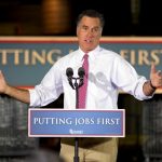 Republican presidential candidate, former Massachusetts Gov. Mitt Romney gestures during a campaign stop at Seilkop Industries in Cincinnati, Ohio, Thursday