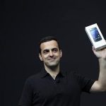 Hugo Barra, director of product management of Google, holds a Samsung Galaxy Nexus mobile phone during Google I/O 2012 Conference at Moscone Center in San Francisco, California June 27, 2012. REUTERS/Stephen Lam