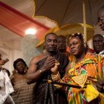 Nana Acheampong-Tieku appeared in kente cloth and crown after being sworn in as the Ashanti chief of metropolitan New York during the first night of a two-day ceremony in the Bronx last month.