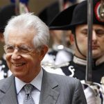 Italy's Prime Minister Mario Monti (L) looks on before a meeting with Switzerland's President Eveline Widmer-Schlumpf (not pictured) at the Chigi palace in Rome June 12, 2012. REUTERS/Max Rossi
