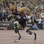 Oscar Pistorius of South Africa competes during the men's 400 metres event at the Memorial Van Damme, IAAF Diamond League athletics meeting in Brussels September 16, 2011. REUTERS/Francois Lenoir