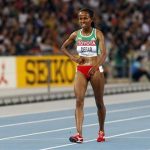 Meseret Defar of Ethiopia walks off the track during the women's 10,000 metres final at the IAAF World Championships in Daegu August 27, 2011. REUTERS/Michael Dalder