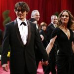 Johnny Depp, dressed in Giorgio Armani tuxedo and Anto Beverly Hills shirt, best actor Oscar nominee for "Sweeney Todd The Demon Barber of Fleet Street," arrives with his girlfriend Vanessa Paradis, dressed in Chanel and wearing Chanel Fine Jewelry, at the 80th annual Academy Awards in Hollywood February 24, 2008. REUTERS/Carlos Barria