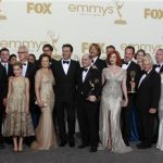 The cast and crew of "Mad Men," winner of the award for outstanding drama series, pose backstage at the 63rd Primetime Emmy Awards in Los Angeles September 18, 2011. REUTERS/Lucy Nicholson