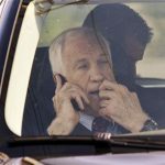 Former Penn State assistant football coach Jerry Sandusky arrives at the Centre County Courthouse for the seventh day of his child sex abuse trial in Bellefonte, Pennsylvania June 20, 2012. The defense in the Jerry Sandusky child sex abuse case could wrap up its case on Wednesday after days of testimony that included the former football coach's wife saying she never saw anything sexual between him and a child. REUTERS/Pat Little