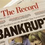 A local newspaper headline announces bankruptcy in Stockton, California June 27, 2012. REUTERS/Kevin Bartram
