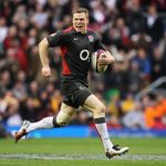 LONDON, ENGLAND : Chris Ashton of England breaks away for his second try during the Investec international test match between England and Australia at Twickenham Stadium on November 13, 2010 in London, England. (Photo by Ross Kinnaird/Getty Images)