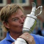 Ernie Els of South Africa kisses the Claret Jug after winning the British Open golf championship at Royal Lytham & St Annes, northern England July 22, 2012. REUTERS/Brian Snyder