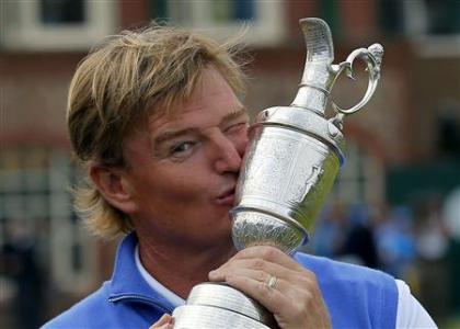 Ernie Els of South Africa kisses the Claret Jug after winning the British Open golf championship at Royal Lytham & St Annes Ernie Els of South Africa kisses the Claret Jug after winning the British Open golf championship at Royal Lytham & St Annes, northern England July 22, 2012. REUTERS/Brian Snyder