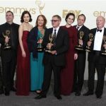 The cast and crew of "Downton Abbey," pose backstage at the 63rd Primetime Emmy Awards in Los Angeles in this September 18, 2011, file photo. "Downton Abbey" earned the favor of Emmy award voters and joined a list of past favorites including "Mad Men" and "Modern Family" among nominees for the top US television honors, July 19, 2012. REUTERS/Lucy Nicholson/Files