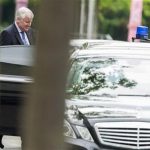 The leader of the Christian Social Union (CSU) party Horst Seehofer leaves the Chancellery after talks with the heads of the government coalition parties in Berlin, June 4, 2012. REUTERS/Thomas Peter