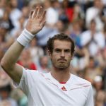 Andy Murray of Britain celebrates after defeating David Ferrer of Spain in their men's quarter-final tennis match at the Wimbledon tennis championships in London July 4, 2012. REUTERS/Stefan Wermuth