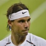 Rafael Nadal of Spain reacts in his men's singles tennis match against Lukas Rosol of the Czech Republic at the Wimbledon tennis championships in London June 28, 2012. REUTERS/Toby Melville