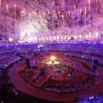 The Olympic cauldron is seen alight as fireworks are set off during the opening ceremony of the London 2012 Olympic Games at the Olympic stadium July 27, 2012. REUTERS/Pawel Kopczynski