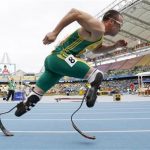 Oscar Pistorius of South Africa comes out of the starting blocks during his men's 400 metres heats at the IAAF World Championships in Daegu August 28, 2011. REUTERS/Max Rossi
