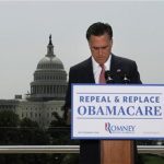 U.S. Republican Presidential candidate Mitt Romney pauses as he gives his reaction to the Supreme Court's upholding key parts of President Barack Obama's signature healthcare overhaul law in Washington June 28, 2012. REUTERS/Jonathan Ernst