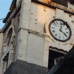 The damaged clock tower of the Orthodox school for girls is seen after fighting between Syrian rebel fighters and President Bashar al-Assad's forces in the central city of Homs July 2, 2012. REUTERS/Yazen Homsy