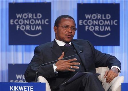 Tanzania's President Jakaya Kikwete attends a session at the World Economic Forum (WEF) in Davos, January 26, 2012. REUTERS/Christian Hartmann