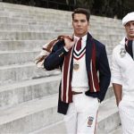 US Olympic athletes rower Giuseppe Lanzone (L) and swimmer Ryan Lochte are pictured wearing the 2012 US Olympic team uniforms, made by Ralph Lauren in this undated handout photo obtained by Reuters July 13, 2012. REUTERS/Ralph Lauren/Handout