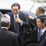 China's Politburo Standing Committee Member Zhou Yongkang (L) arrives for a meeting with Nepal's caretaker Prime Minister Jhala Nath Khanal (not pictured) at the Prime Minister's Office at Singha Durbar in Kathmandu August 17, 2011. REUTERS/Navesh Chitrakar