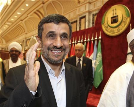 Iran's President Ahmadinejad arrives at the opening ceremony of the OIC summit in Mecca Iran's President Mahmoud Ahmadinejad arrives at the opening ceremony of the Organisation of Islamic Conference (OIC) summit in Mecca August 14, 2012. REUTERS/Susan Baaghil