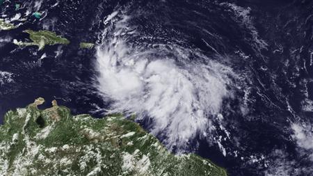 NOAA handout image of Tropical Storm Isaac NOAA handout satellite image shows Tropical Storm Isaac over the Lesser Antilles on August 22, 2012. National Oceanic and Atmospheric Administration/Handout