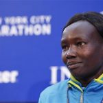 Marathon runner Mary Keitany from Kenya smiles during a news conference for the New York City Marathon, in New York November 4, 2010. REUTERS/Shannon Stapleton
