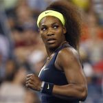 Serena Williams of the U.S. celebrates a shot against Coco Vandeweghe of the U.S. during their match at the US Open women's singles tennis tournament in New York, August 28, 2012. REUTERS/Adam Hunger