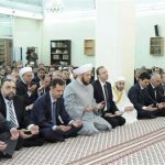 Syria's President Bashar al-Assad (3rd L) attends Eid Al Fitr prayers at al-Hamad mosque in Damascus August 19, 2012, in this handout photograph released by Syria's national news agency SANA. REUTERS/Sana/Handout