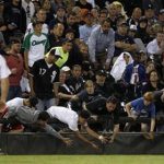 Fans reach for a foul ball during the MLB American League baseball game between Chicago White Sox and New York Yankees, in Chicago, August 20, 2012. REUTERS/Jeff Haynes