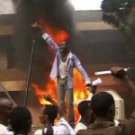 A still image take from video footage shows demonstrators angrily shouting next to the German embassy in Khartoum September 14, 2012. Sudanese demonstrators broke into the German embassy in Khartoum on Friday, raising an Islamic flag and setting the building on fire in a protest against a film that demeaned the Prophet Mohammad, witnesses said. Police had earlier fired tear gas to try to disperse some 5,000 protesters who had ringed the German embassy and nearby British mission. But a Reuters witness said policemen just stood by when the crowd forced its way into Germany's mission. Employees of Germany's embassy were safe "for the moment", Foreign Minister Guido Westerwelle said in Berlin. REUTERS/Reuters TV