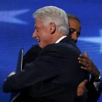 U.S. President Barack Obama (R) embraces former President Bill Clinton onstage after Clinton nominated Obama for re-election during the second session of the Democratic National Convention in Charlotte, North Carolina, September 5, 2012. REUTERS/Jim Young