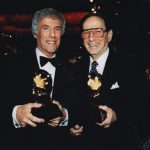 Lyricist Hal David (R) and composer Burt Bacharach pose after receiving the Grammy Trustee Award in 1997, in this undated handout photo. REUTERS/Courtesy Hal David/Library of Congress/Handout