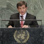 Turkish Foreign Minister Ahmet Davutoglu addresses the 67th United Nations General Assembly at the U.N. Headquarters in New York, September 28, 2012. REUTERS/Brendan McDermid