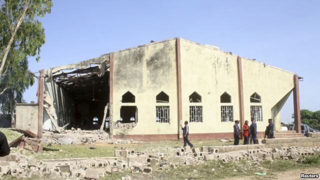 A view of St. Rita's Catholic church in Kaduna, Nigeria, after a bomb attack October 28, 2012